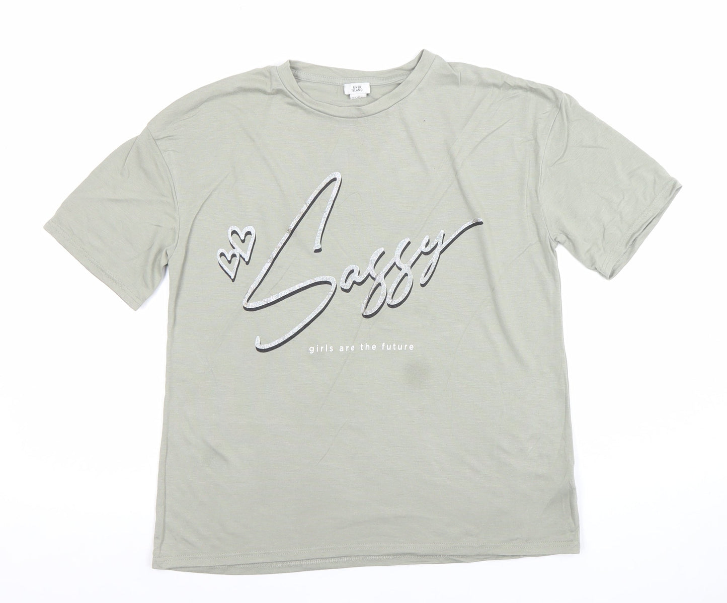 Girls UK Size 9-10 Years River Island Green Basic T-Shirt