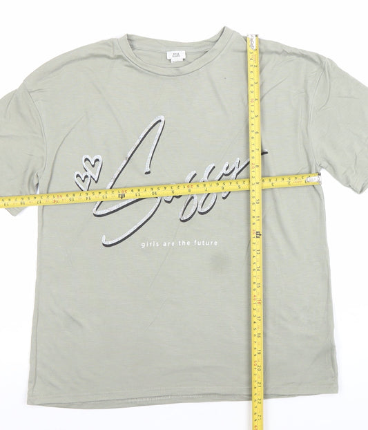 Girls UK Size 9-10 Years River Island Green Basic T-Shirt