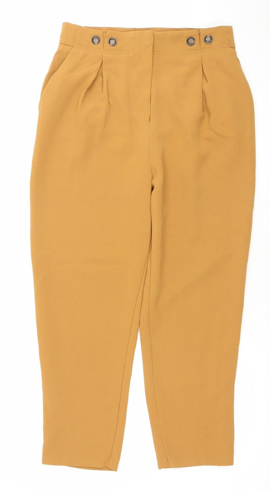 Topshop Women Brown UK 12 High Waist Tapered Crepe Trousers