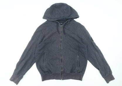 Mens UK Size M Firetrap Blue Full Zip Hoodie