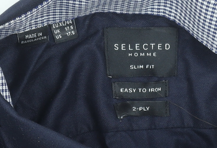 Mens UK Collar Size XL Selected Homme Smart Blue  Dress Shirt