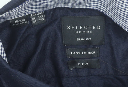 Mens UK Collar Size XL Selected Homme Smart Blue  Dress Shirt