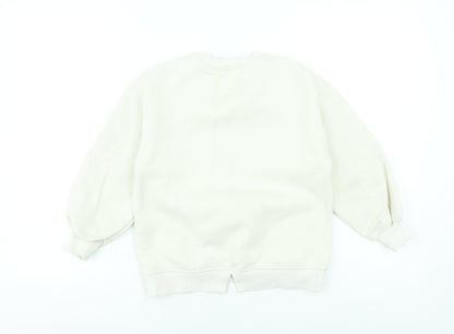 Zara Girls Ivory Barbie Glitter Graphic Pullover Sweatshirt 8-9 Years