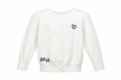 Polo Ralph Lauren Girls Ivory Cotton Cardigan 3 Years Button Front RL Heart Logo