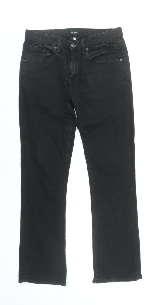 Mens UK Size L River Island Regular Fit Straight Black Jeans