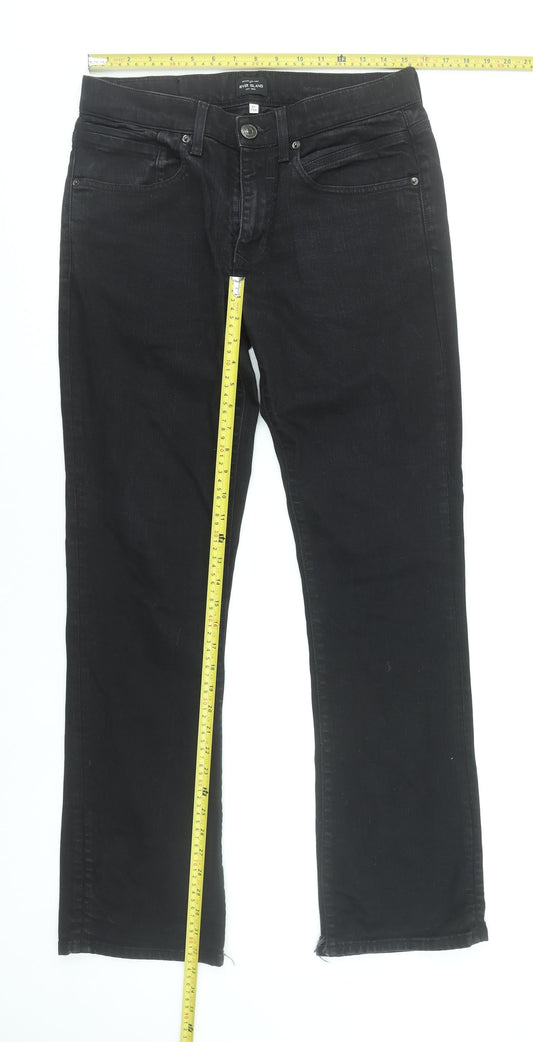 Mens UK Size L River Island Regular Fit Straight Black Jeans