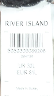 Mens UK Size L River Island Regular Fit Straight Black Jeans