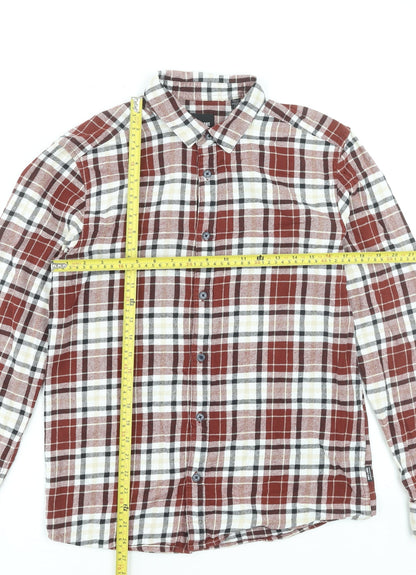 Only & Sons Men's Red Checked Cotton Flannel Shirt Size L