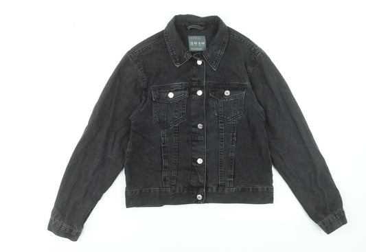 Denim Co. Women’s Black Denim Jacket Size 12 Button Front Classic Style