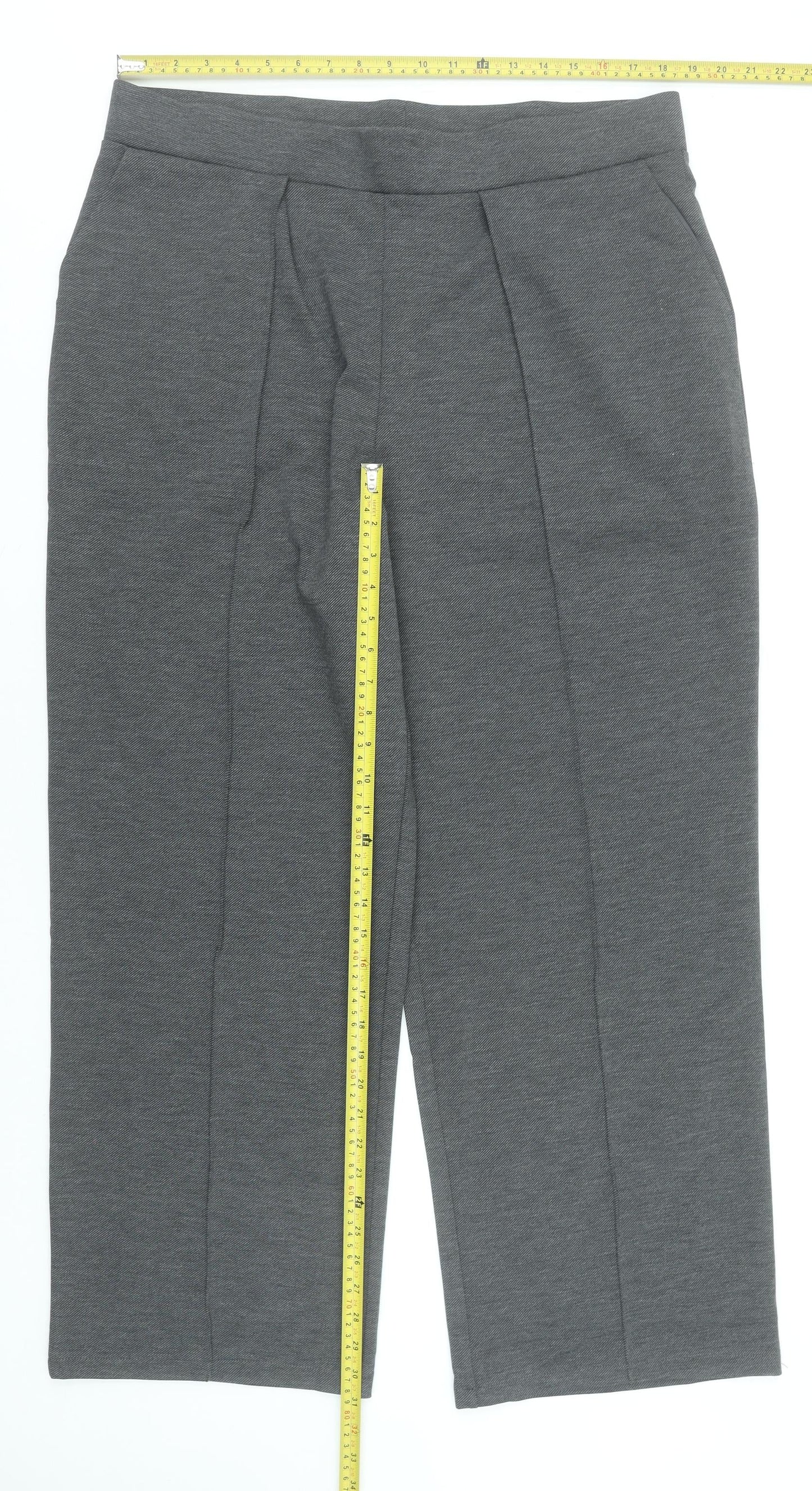 Womens UK Size XL Unknown Regular Fit Cropped Grey Trousers