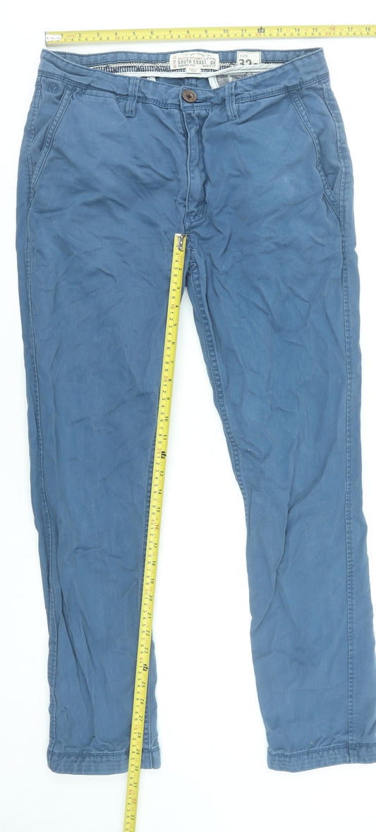 Fat Face Men's Blue Cotton Chino Trousers 32R Regular Fit Casual