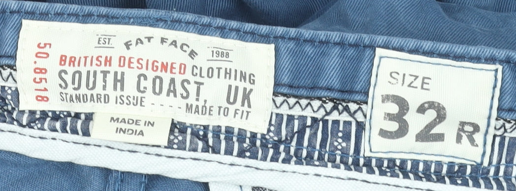 Fat Face Men's Blue Cotton Chino Trousers 32R Regular Fit Casual