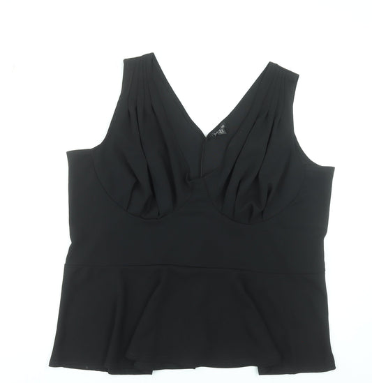 Boohoo Women's Black Plus Size 28 Peplum Sleeveless Blouse