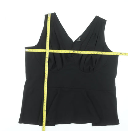 Boohoo Women's Black Plus Size 28 Peplum Sleeveless Blouse