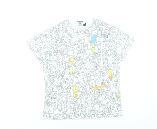 The Simpsons White Graphic Print Men's T-Shirt Size M