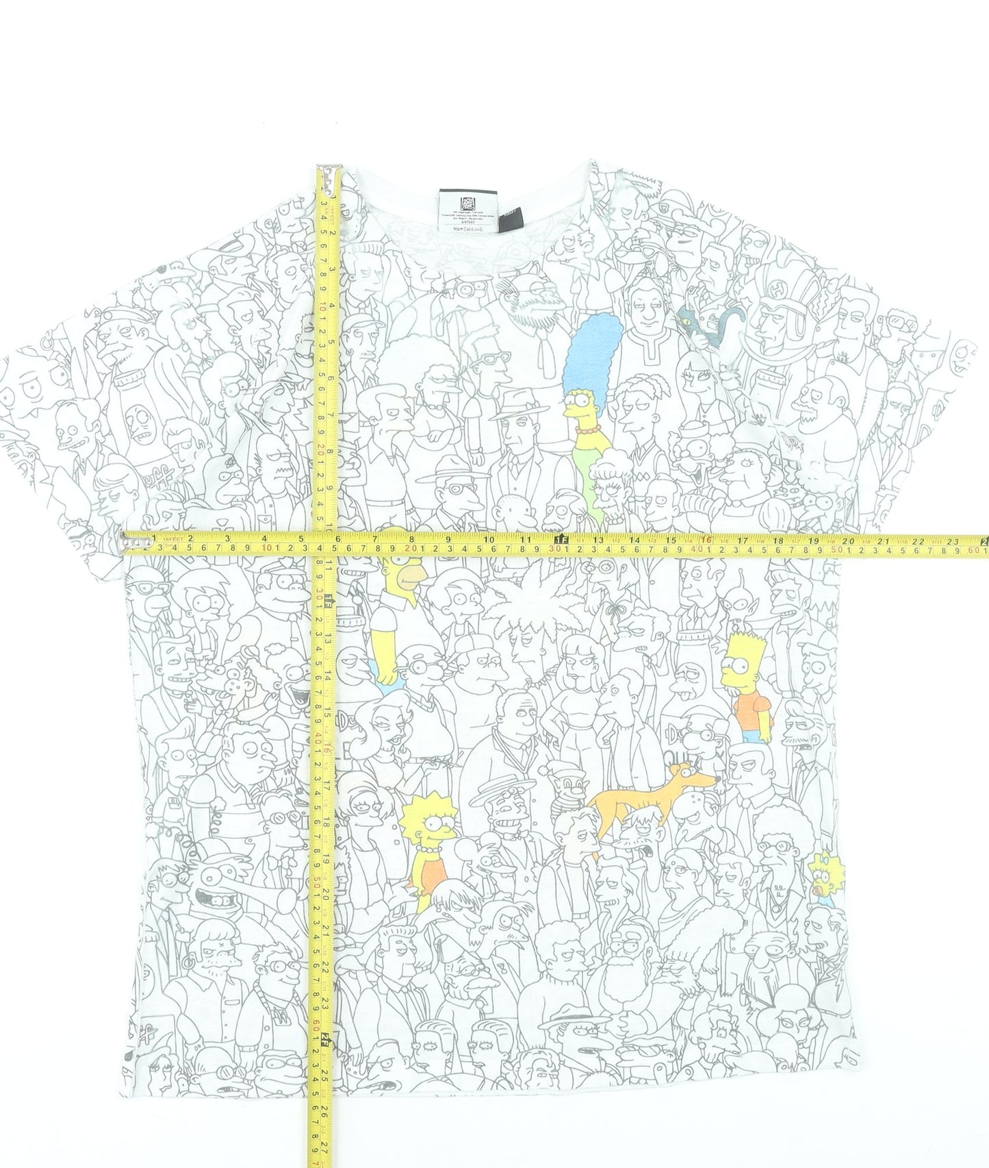 The Simpsons White Graphic Print Men's T-Shirt Size M