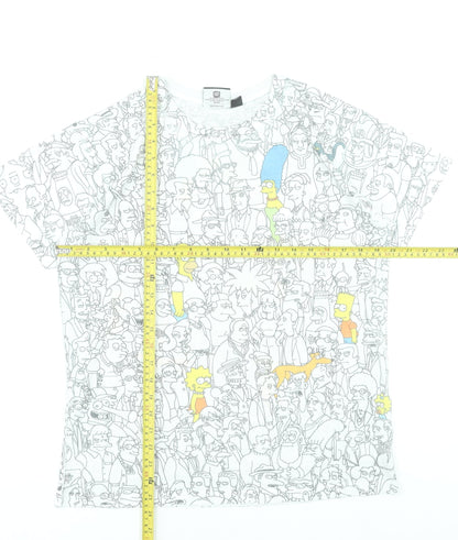The Simpsons White Graphic Print Men's T-Shirt Size M