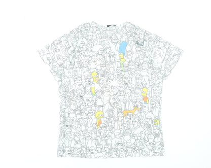 The Simpsons White Graphic Print Men's T-Shirt Size M
