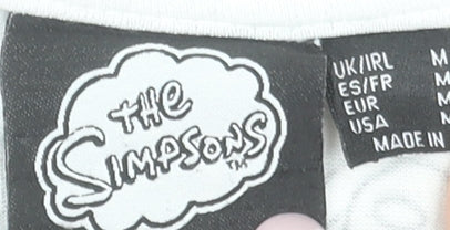 The Simpsons White Graphic Print Men's T-Shirt Size M