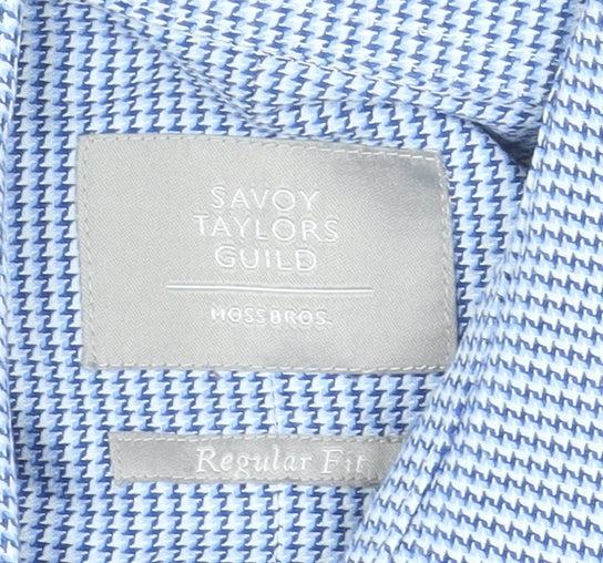 Mens UK Collar Size 15.5 Moss Bros Smart Blue  Dress Shirt