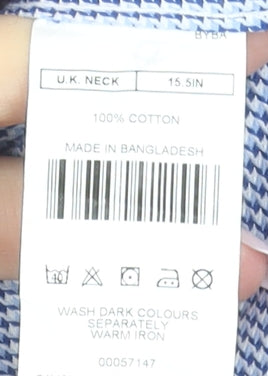 Mens UK Collar Size 15.5 Moss Bros Smart Blue  Dress Shirt