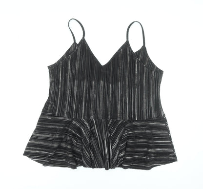 Boohoo Women’s Black Striped V-Neck Plus Size 24 Camisole Top