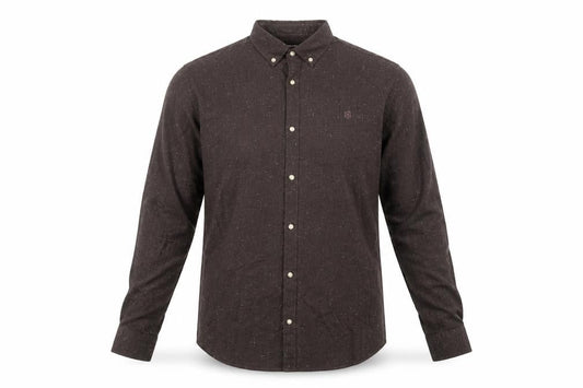 Jack & Jones Men's Brown Cotton Long Sleeve Button-Up Shirt M
