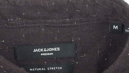Jack & Jones Men's Brown Cotton Long Sleeve Button-Up Shirt M