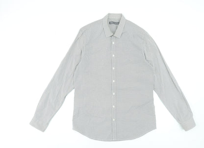 Mens UK Collar Size L Angelo Litrico Smart Grey  Dress Shirt