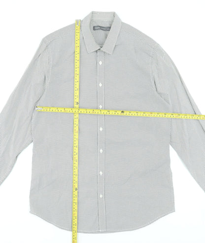 Mens UK Collar Size L Angelo Litrico Smart Grey  Dress Shirt