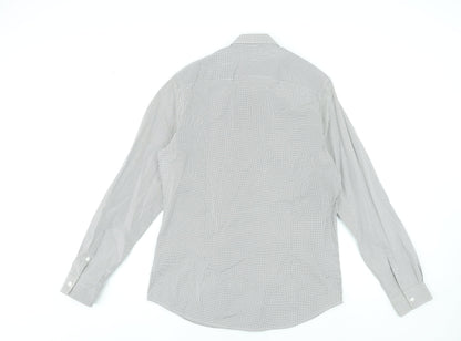 Mens UK Collar Size L Angelo Litrico Smart Grey  Dress Shirt