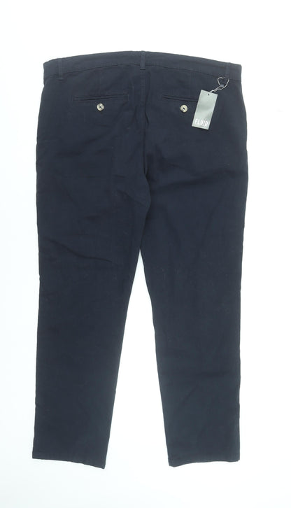 Fluid Men's Blue Chino Trousers Size 38 Waist 32 Leg Cotton Stretch