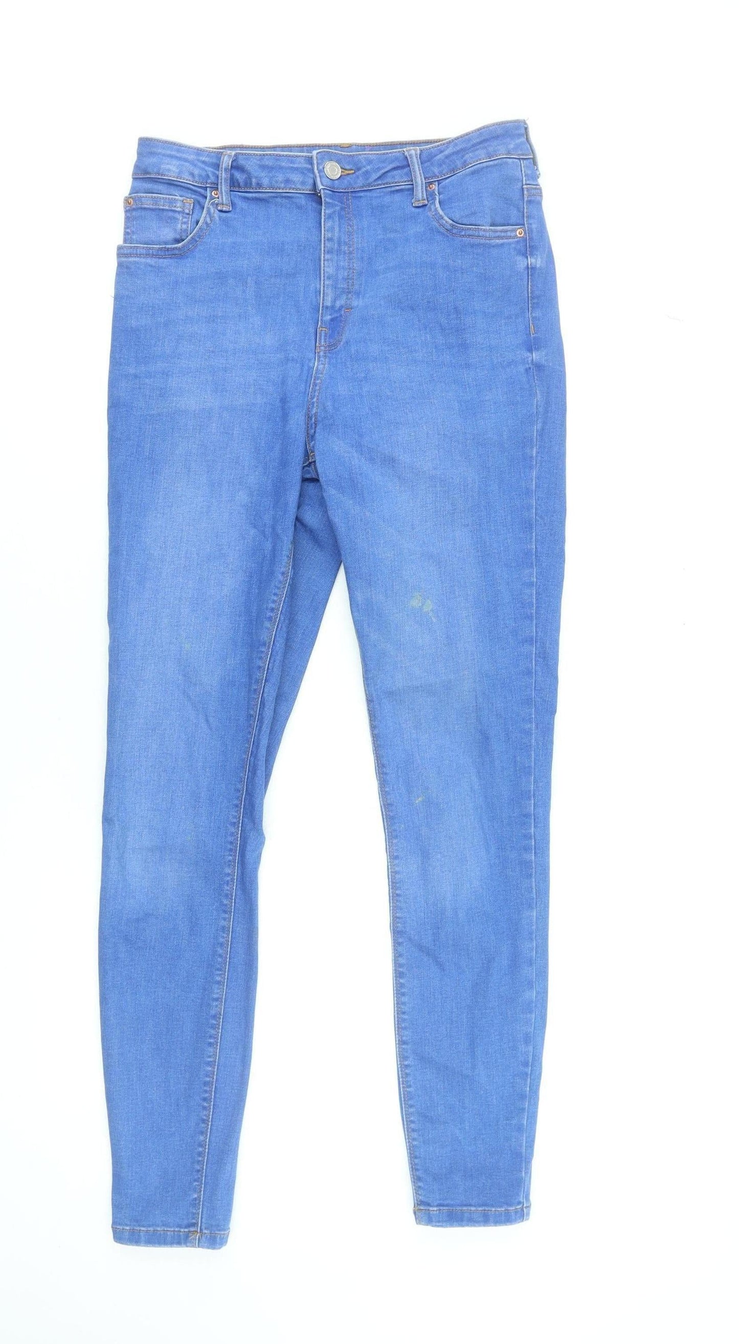 Denim Co. Women's Blue Skinny Jeans Size 14 Regular Fit Stretch Denim