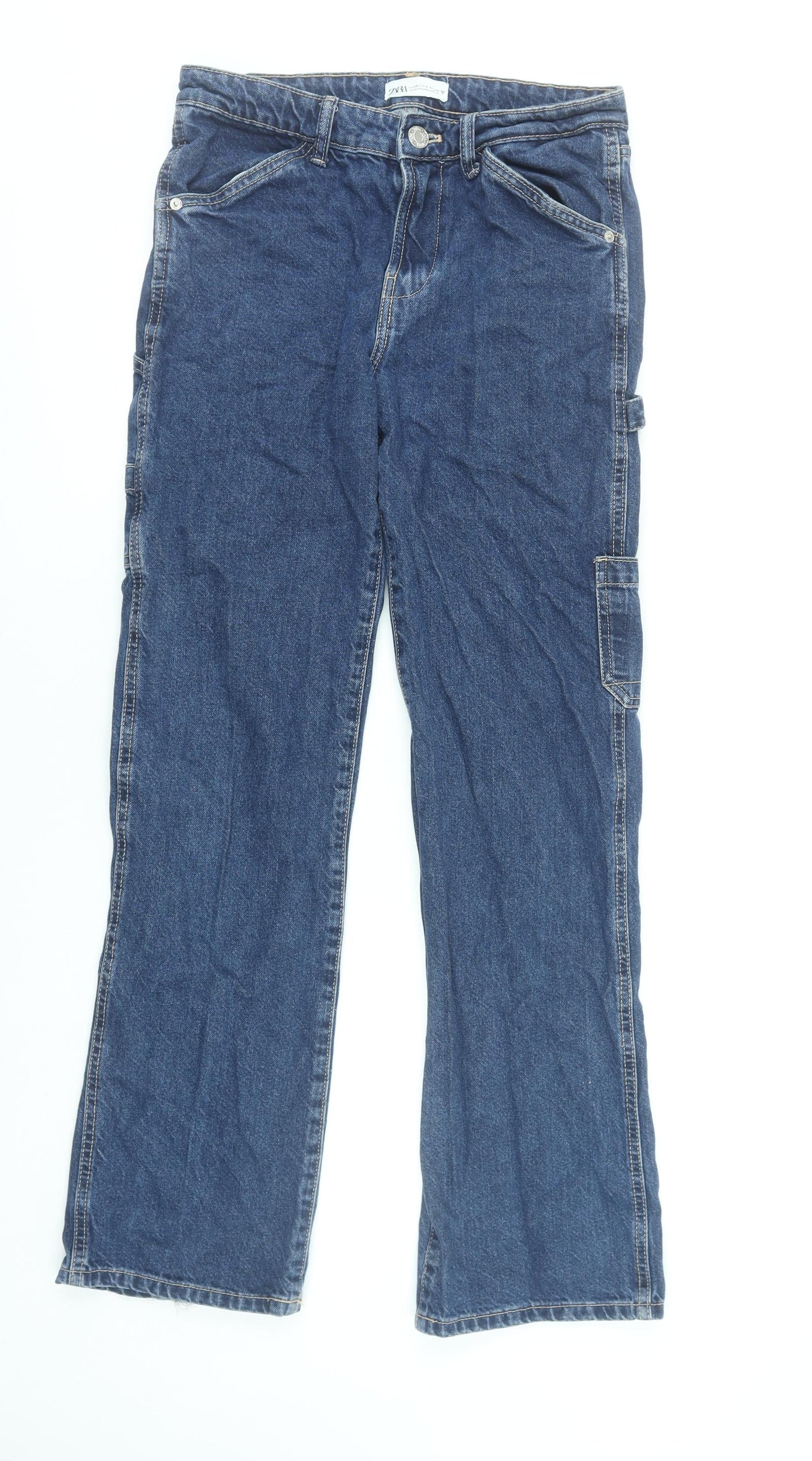Zara Women Blue Straight Leg Denim Jeans Size 8