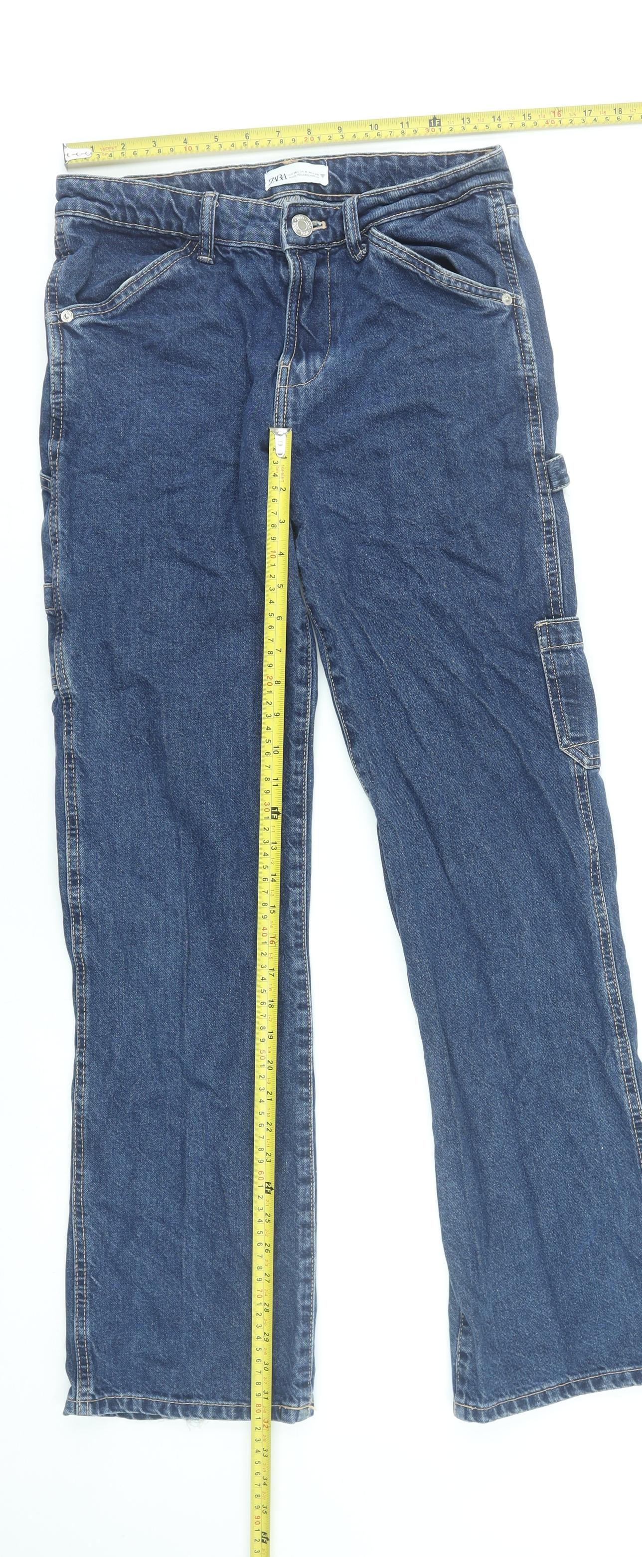 Zara Women Blue Straight Leg Denim Jeans Size 8