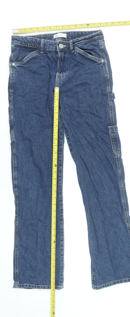 Zara Women Blue Straight Leg Denim Jeans Size 8