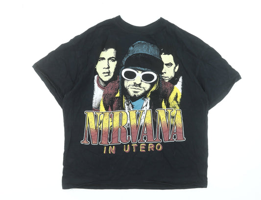 Bershka Womens Black Nirvana In Utero Band Graphic T-Shirt XS