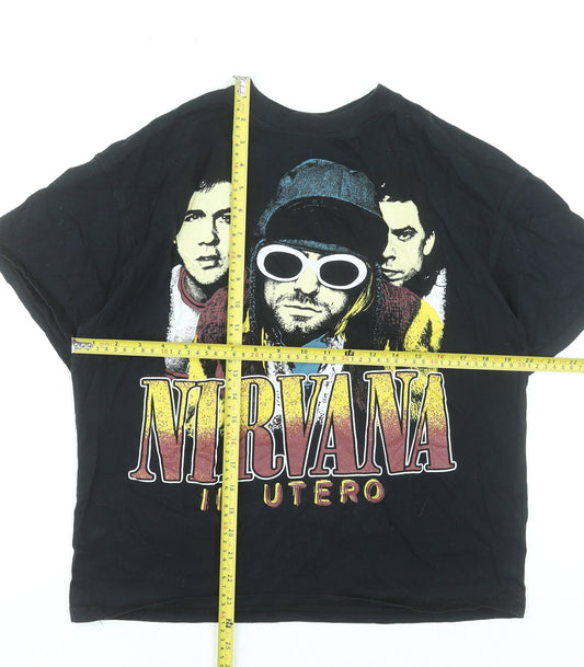 Bershka Womens Black Nirvana In Utero Band Graphic T-Shirt XS
