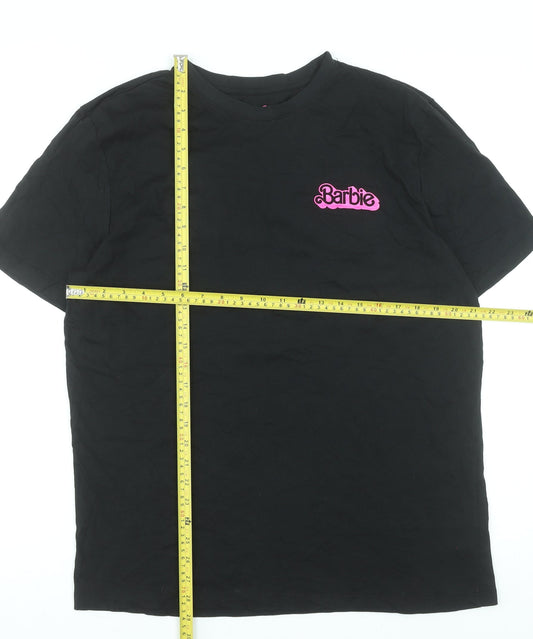 Womens UK Size L Barbie Black Basic T-Shirt