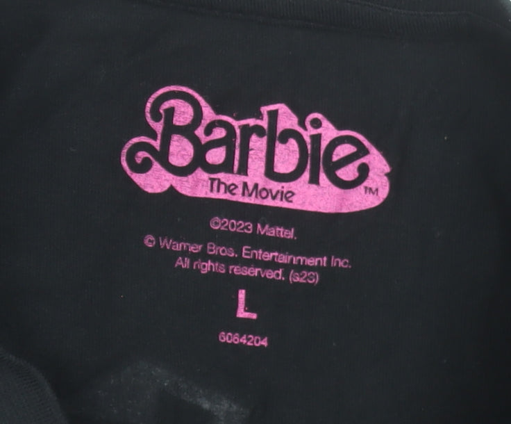 Womens UK Size L Barbie Black Basic T-Shirt