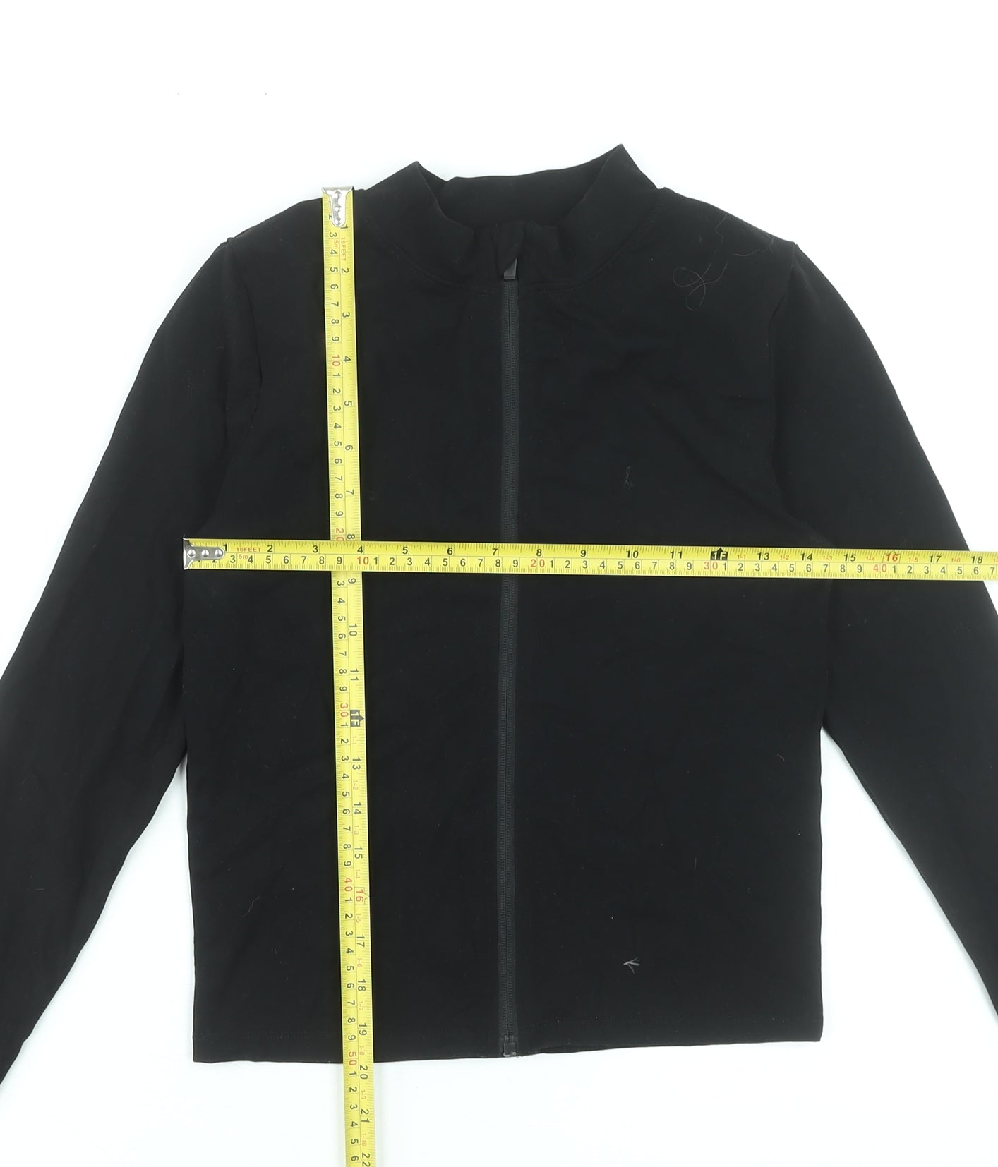 PrettyLittleThing Womens Black Mock Neck Zip Front Long Sleeve Top Size 12