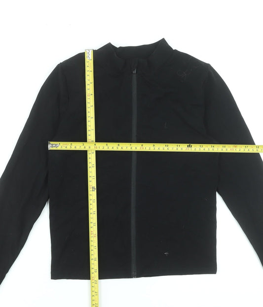 PrettyLittleThing Womens Black Mock Neck Zip Front Long Sleeve Top Size 12