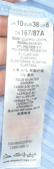 Miss Selfridge Women’s Blue Cropped Striped Tank Top Size 10