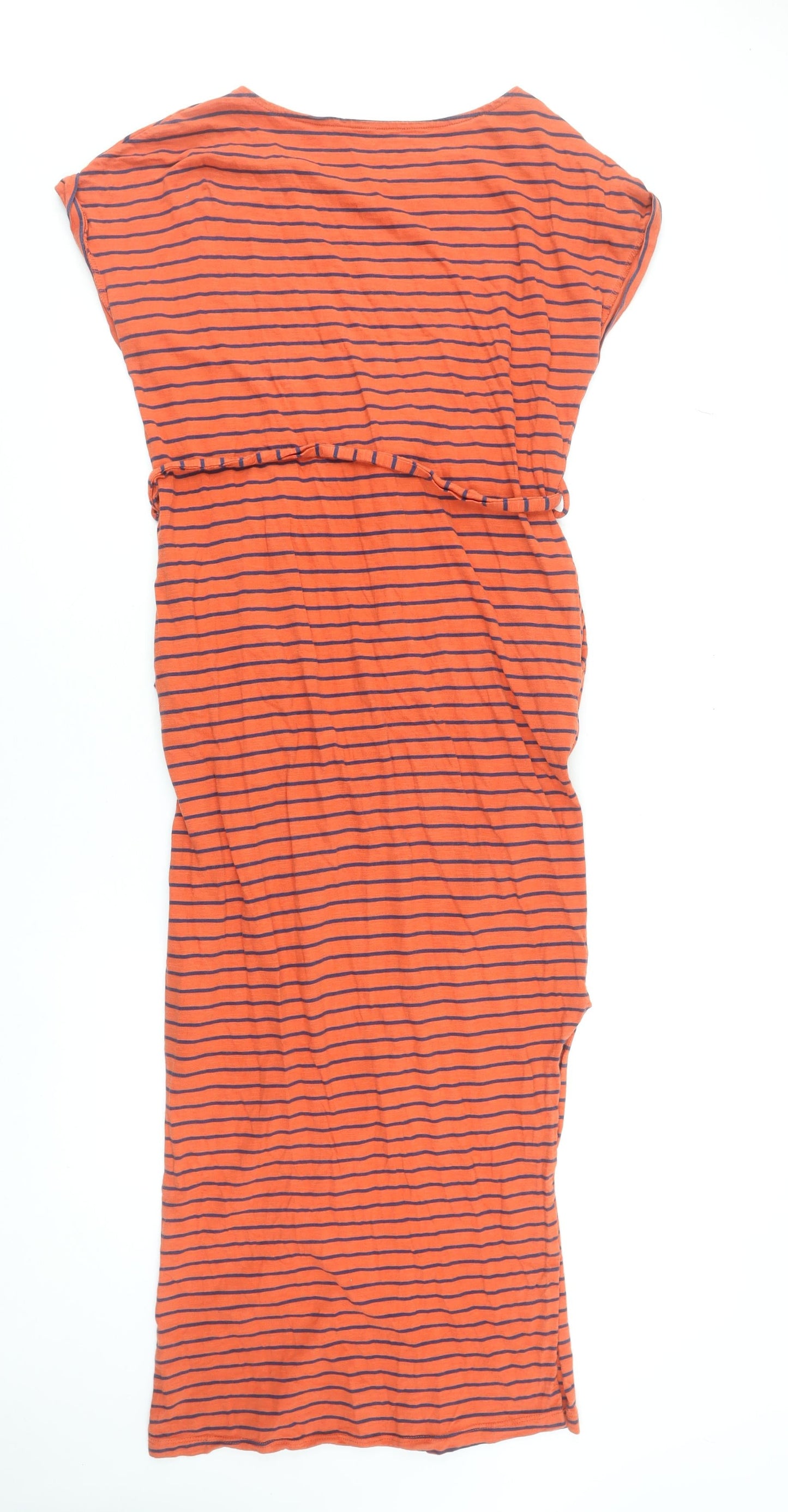 Next Women Orange Striped Cotton T-Shirt Dress Size 10