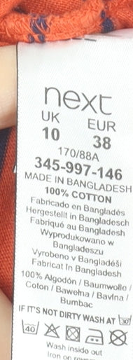 Next Women Orange Striped Cotton T-Shirt Dress Size 10