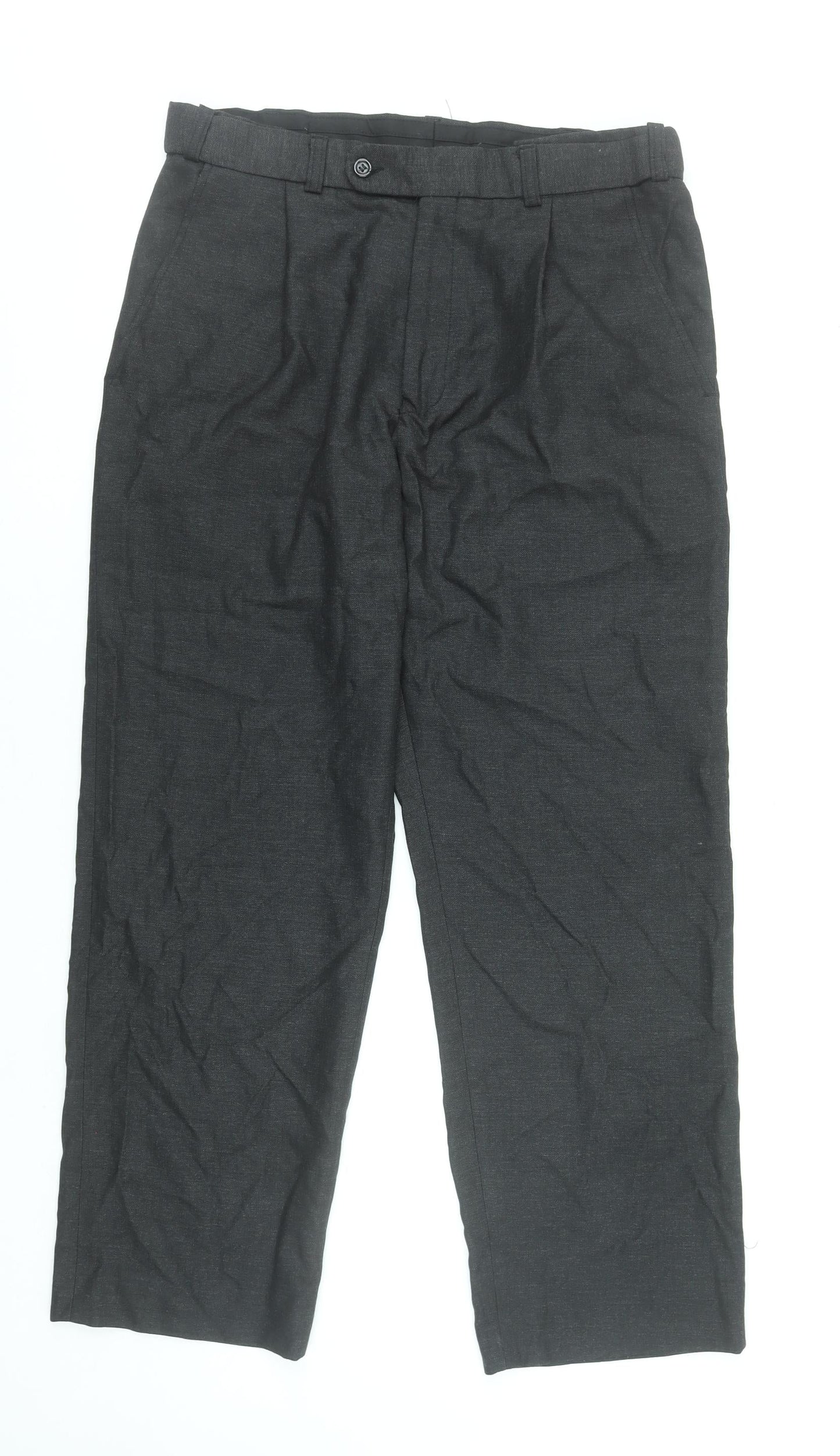 St Bernard Men’s Black Regular Fit Pleated Trousers 34W 29L