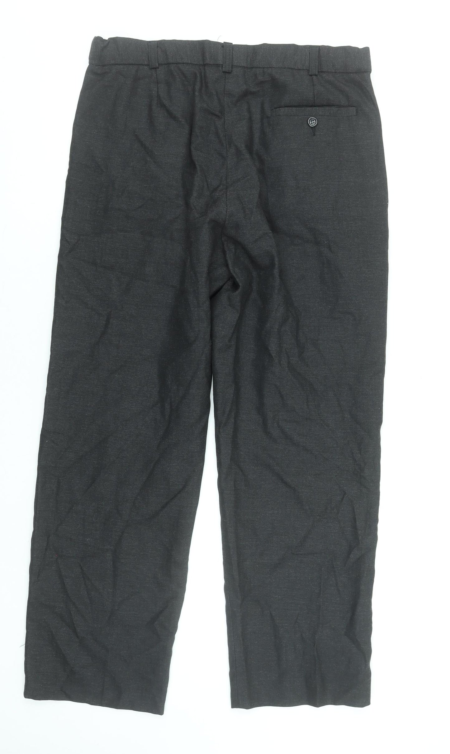 St Bernard Men’s Black Regular Fit Pleated Trousers 34W 29L