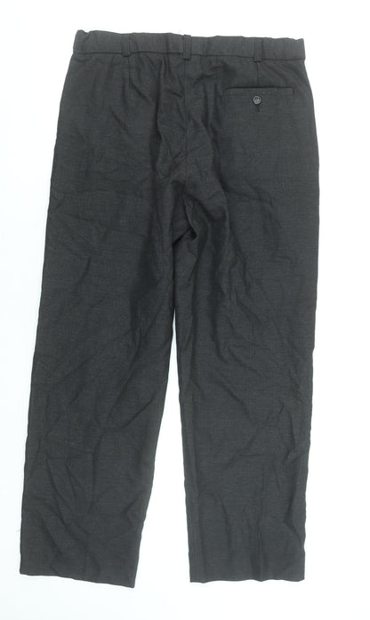 St Bernard Men’s Black Regular Fit Pleated Trousers 34W 29L