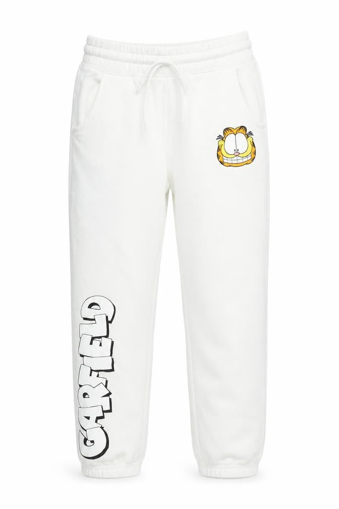 Primark Garfield White Girls Sweatpants 8-9 Years Cotton Blend Joggers