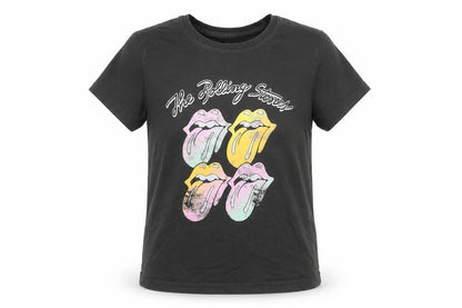 Girls UK Size 8-9 Years The Rolling Stones Black Graphic Print T-Shirt